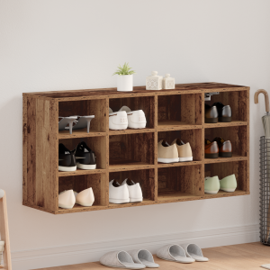 vidaXL Schoenenkast met plank Oudhout 103 x 30 x 51 cm Bewerkt hout