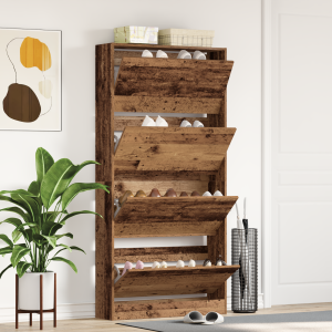 vidaXL Schoenenkast met plank Oudhout 80 x 21 x 163,5 cm Bewerkt hout