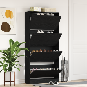 vidaXL Schoenenkast Zwart eiken Engineered wood 80 x 21 x 163.5 cm