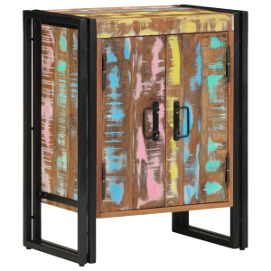 vidaXL Schoenkast 30x30x40 cm massief gerecycled hout en staal zwart