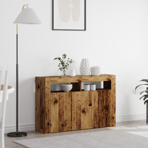 vidaXL Sideboard met LED-verlichting Oude Hout 116x30x75 cm