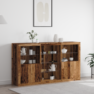 vidaXL Sideboard met LED Verlichting Oude Hout 181,5x37x100 cm Engineered Hout