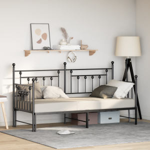 vidaXL Slaapbank met uitschuifbed 75x190 cm staal zwart
