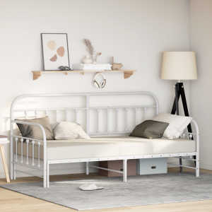 vidaXL Slaapbank met uitschuifbed 90x190 cm staal wit