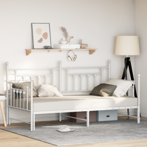 vidaXL Slaapbank met uitschuifbed 90x200 cm staal wit
