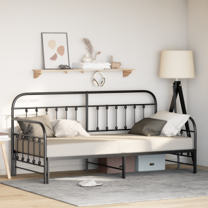 vidaXL Slaapbank met uitschuifbed 90x200 cm staal zwart