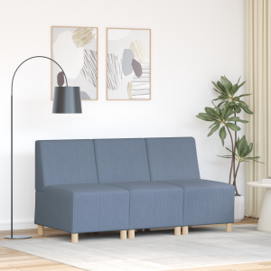 vidaXL Sofa Chiar 3 pcs Blauw 55 x 74 x 82 cm Katoenen stof
