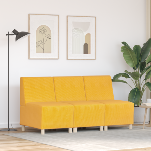 vidaXL Sofa Chiar 3 pcs Lichtgeel 55 x 74 x 82 cm Katoenen stof
