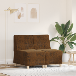 vidaXL Sofa Stoel met kussen 2 pcs Bruin 55 cm Faux suede leer