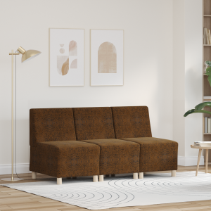 vidaXL Sofa Stoel met kussen 3 pcs Bruin 55 cm Faux suede leer