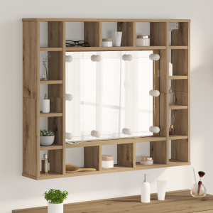 vidaXL Spiegelkast Artisan Eiken 91 x 15 x 76,5 cm Bewerkt hout