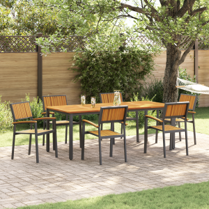 vidaXL Stapelbare Ligbedden 6 stuks Zwart Staal en Massief Acacia Hout