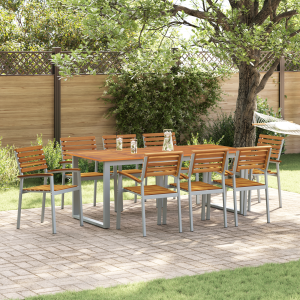 vidaXL Stapelbare Tu Stoelen 8 stks Massief Hout Acacia en Metaal