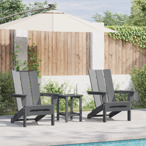 vidaXL Stoelen 2 st Adirondack 74,5x80,5x90 cm HDPE lichtgrijs