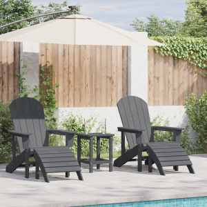 vidaXL Stoelen 2 st Adirondack met voetsteunen HDPE lichtgrijs