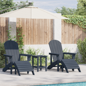 vidaXL Stoelen 2 st Adirondack met voetsteunen HDPE marineblauw