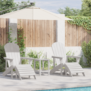 vidaXL Stoelen 2 st Adirondack met voetsteunen HDPE wit