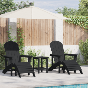 vidaXL Stoelen 2 st Adirondack met voetsteunen HDPE zwart