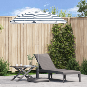 vidaXL Strandparasol met metalen paal 161x193 cm polyester blauw wit