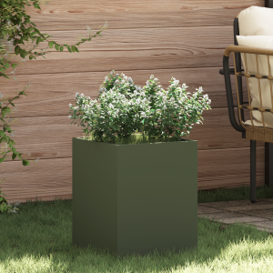 vidaXL Tuin Bloempot Olijfgroen 50 x 32 x 40 cm Koudgewalst staal