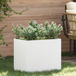 vidaXL Tuin Bloempot Wit 50 x 32 x 40 cm Koudgewalst staal