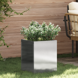 vidaXL Tuin Bloempot Zilver 50 x 32 x 40 cm Roestvrijstaal