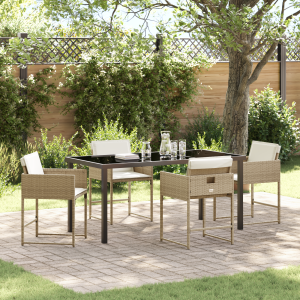 vidaXL Tuin Eetset 5 pcs Beige poly rattan