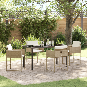 vidaXL Tuin Eetset 5 pcs Beige poly rattan