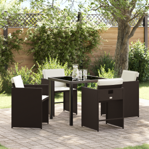 vidaXL Tuin Eetset 5 pcs Bruin poly rattan