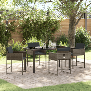 vidaXL Tuin Eetset 5 pcs Grijs poly rattan