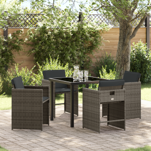 vidaXL Tuin Eetset 5 pcs Grijs poly rattan