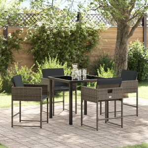vidaXL Tuin Eetset 5 pcs Grijs poly rattan