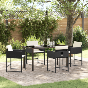 vidaXL Tuin Eetset 5 pcs Zwart poly rattan