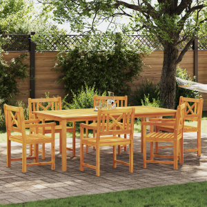vidaXL Tuin eettafelset 7 pcs Bruin Massief Acaciahout