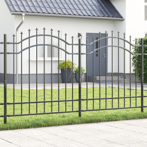 vidaXL Tuin Hek Grijs 215 cm Poedergecoat staal