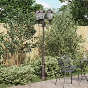 vidaXL Tuin Lamp Paal 3-Lamp E27 Brons 235 cm Aluminium