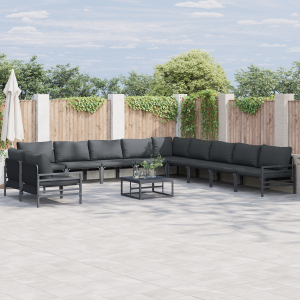 vidaXL Tuin Sofa Set met kussen Antraciet Staal