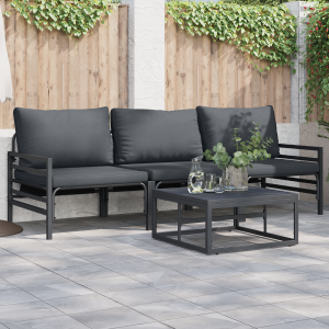 vidaXL Tuin Sofa Set 4 pcs Antraciet Staal