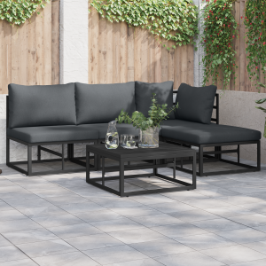 vidaXL Tuin Sofa Set 4 pcs Zwart 211.5 x 141.5 x 71 cm Aluminium