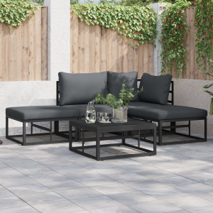 vidaXL Tuin Sofa Set 4 pcs Zwart 211.5 x 141.5 x 71 cm Aluminium