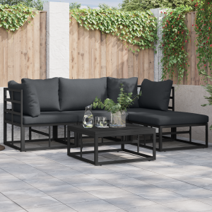 vidaXL Tuin Sofa Set 4 pcs Zwart 213 x 141.5 x 71 cm Aluminium