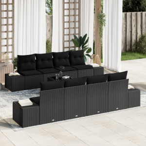 vidaXL Tuin Sofa Set 6 pcs Zwart 294 x 62 x 69 cm poly rattan