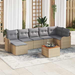 vidaXL Tuin Sofa Set 8 pcs Beige, lichtgrijs Groot Rattan