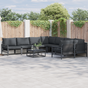 vidaXL Tuin Sofa Set met kussen Antraciet Staal