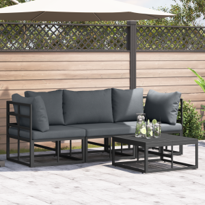 vidaXL Tuin Sofa Set met kussen met kussen 4 pcs Zwart 70 x 70 x 32 cm Aluminium