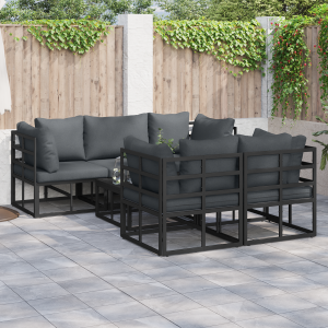 vidaXL Tuin Sofa Set met kussen met kussen 6 pcs Zwart 70 x 70 x 32 cm Aluminium