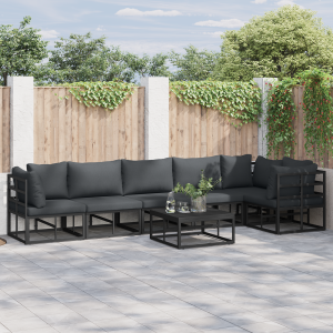 vidaXL Tuin Sofa Set met kussen met kussen 6 pcs Zwart 70 x 70 x 32 cm Aluminium
