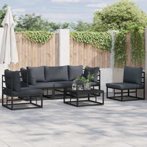 vidaXL Tuin Sofa Set met kussen met kussen 6 pcs Zwart 70 x 70 x 32 cm Aluminium