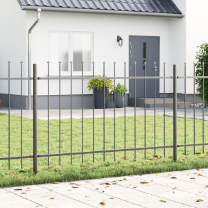 vidaXL Tuinafscheiding met Spitse Bovenkant Grijs 8,5x0,8 m Staal