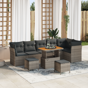 vidaXL Tuinbank 4-zits modulair met kussens grijs